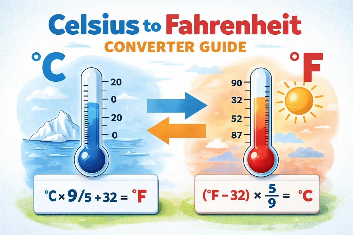 Temperature thermometer showing Celsius and Fahrenheit scales